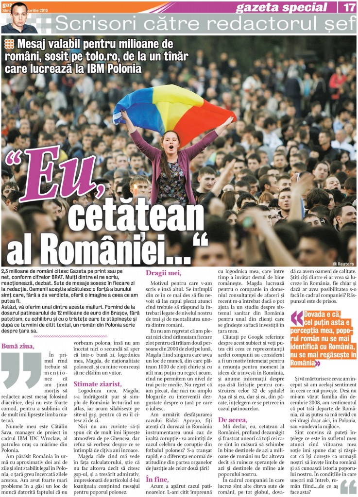 square Flight rope Eu, cetăţean al României..." - Cătălin Tolontan