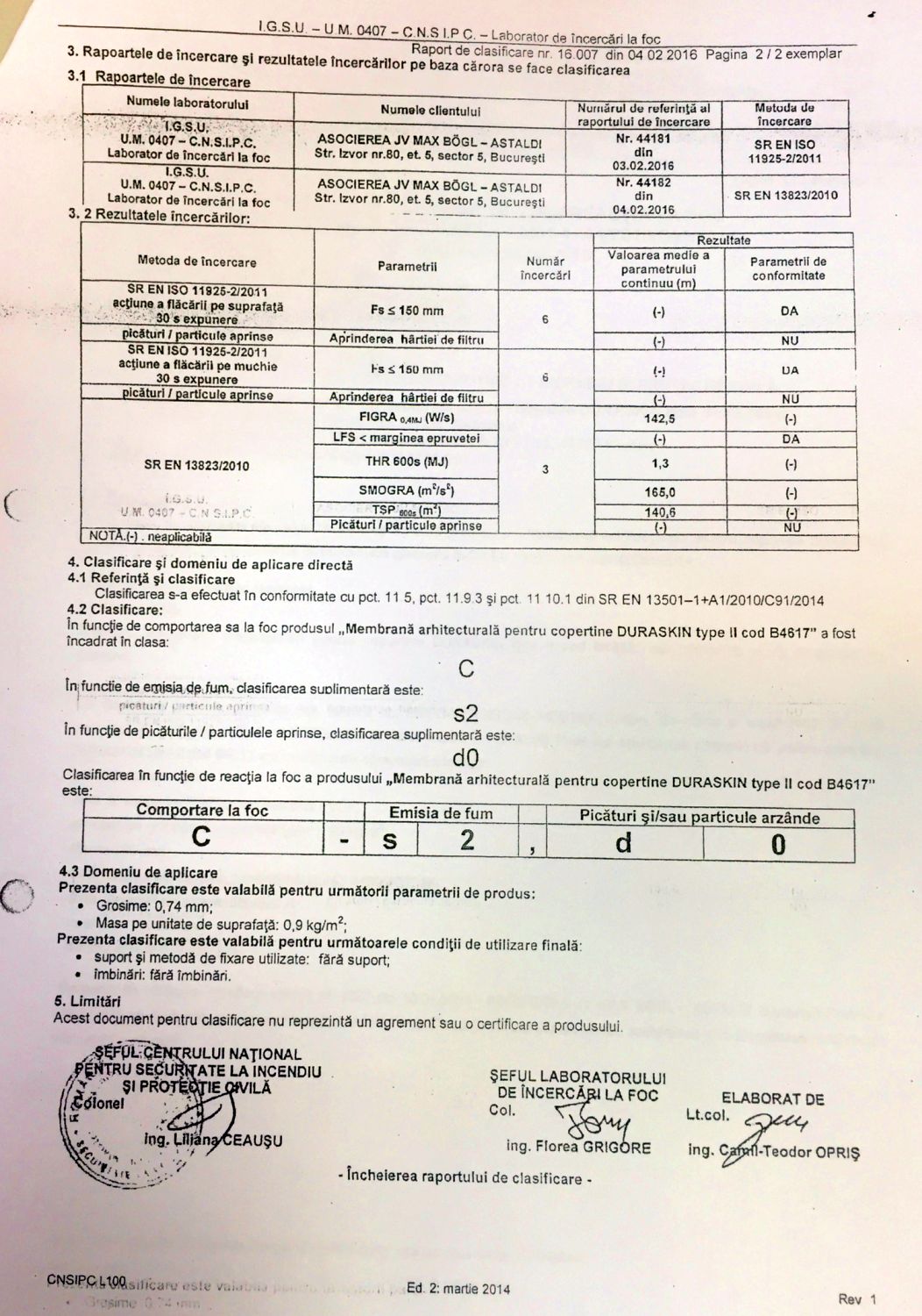Document 1 - Așa arată rezultatul testului de foc despre care șeful pompierilor a fost făcut, deși este eliberat chiar de laboratorul din subordinea sa