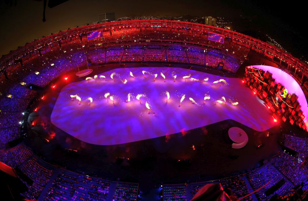 RIO DE JANEIRO, BRAZIL - AUGUST 05: Dancers perfrom during the Favela Voices segment of the Opening Ceremony of the Rio 2016 Olympic Games at Maracana Stadium on August 5, 2016 in Rio de Janeiro, Brazil. (Photo by Ian Walton/Getty Images)