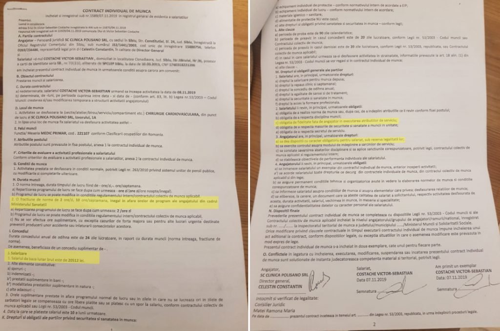 Contractul dintre ministrul Victor Costache și Clinica Polisano