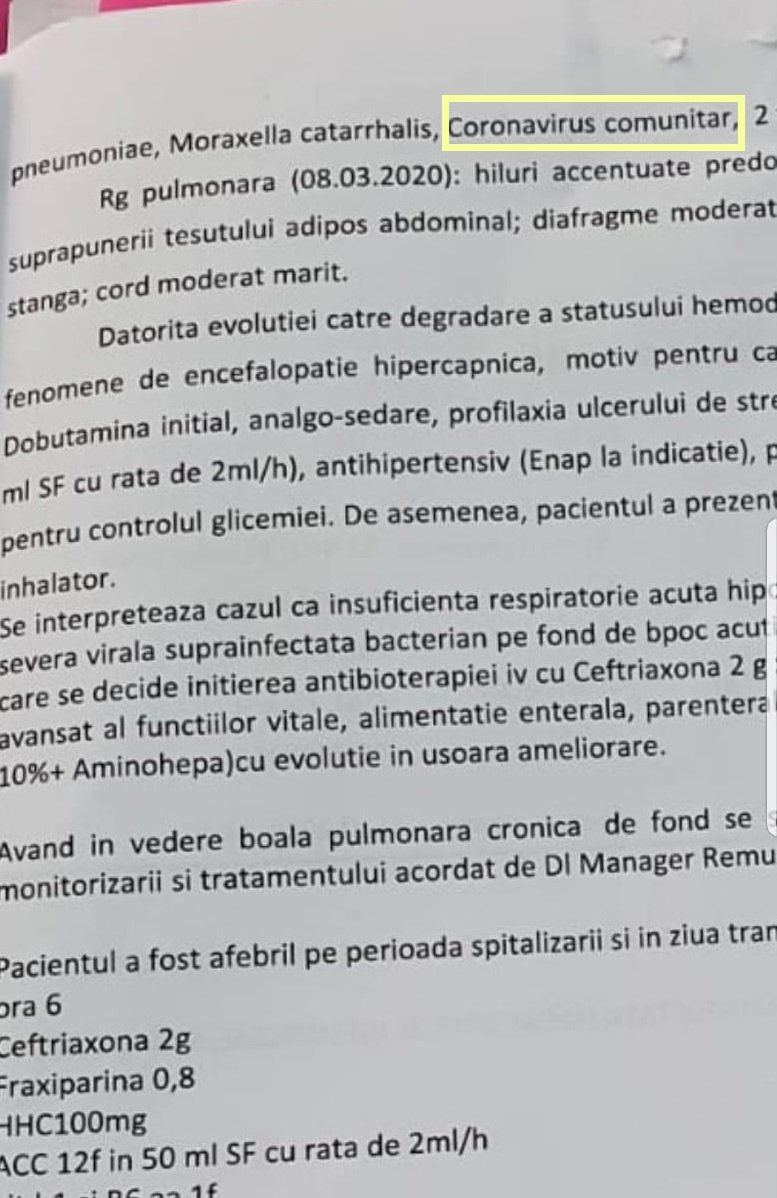 Pacientul de 40 de ani a ieșit negativ la „coronavirus comunitar”