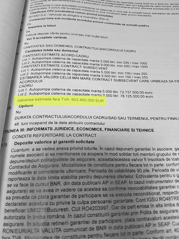 În fișa de date a licitației, publicată în 12 ianuarie 2018, prețurile apar fără TVA, ca în toate documentele achiziției publice de 600 de milioane de euro