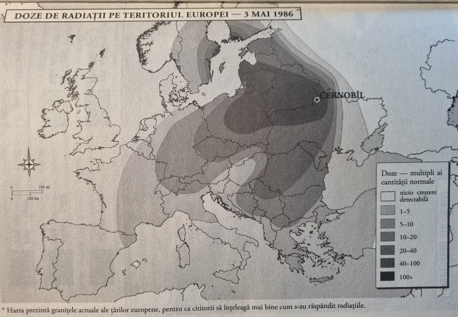 Doze de radiații pe teritoriul Europei