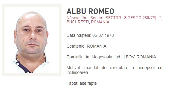 Romeo Albu a fost condamnat la 6 ani de închisoare în dosarul Oprescu. A fost dat în urmărire generală după ce nu a fost găsit la domiciliu