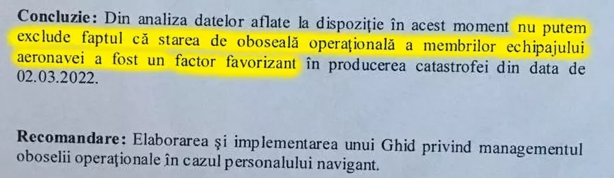Concluzia și recomandarea medicului colonel Leonard Marin Lupu din raportul subcomisiei de medicină și psihologie aeronautică