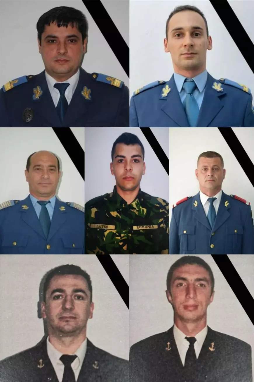 Cei șapte oameni care se aflau în elicopterul militar, prăbușit pe 2 martie 2022. Imagine MApN