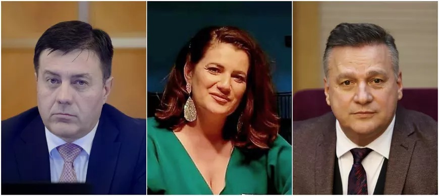 De la stânga la dreapta: Ministrul economiei, Florin Spătaru, lidera organizației de femei PSD Călărași, Marinela Voivozeanu, și șeful PSD Călărași, Vasile Iliuță