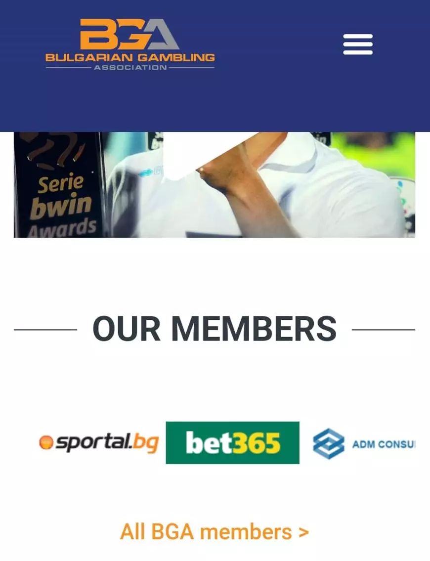 9 decembrie 2023, Sofia: Pe site-ul Bulgarian Gambling Association se vede cum sportal.bg, publicație a Ringier, face parte din aceeași asociație de lobby, împreună cu firme de pariuri sportive